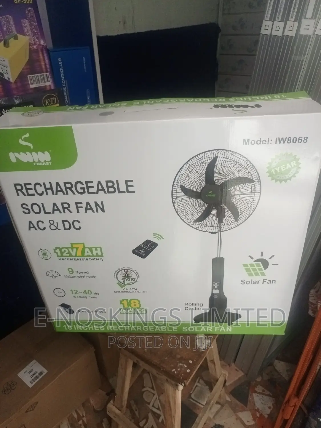 18 Inches Rechargeable Solar Fan