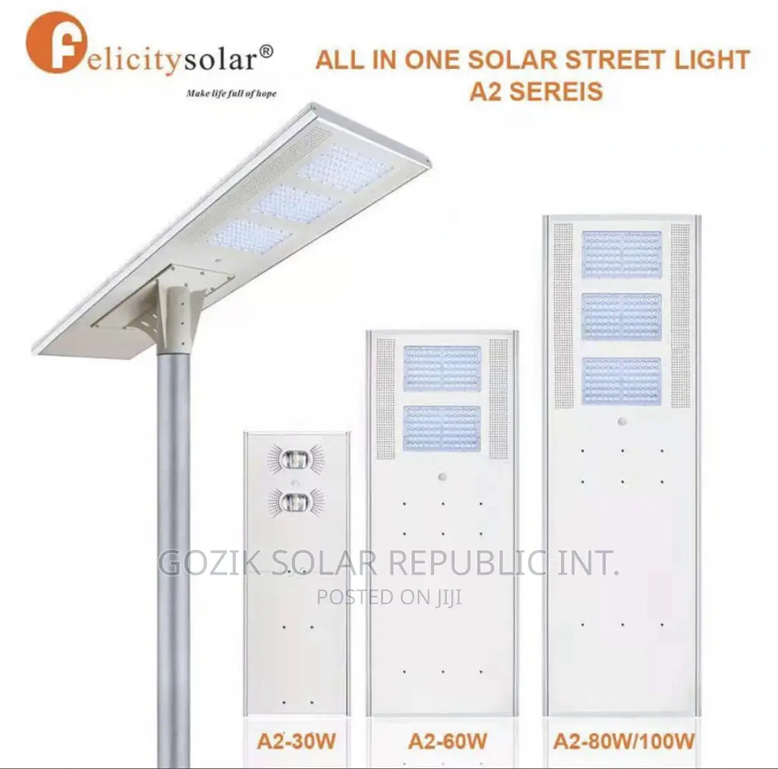 A2 40-100w Series Felicity Solar All in One Street Light