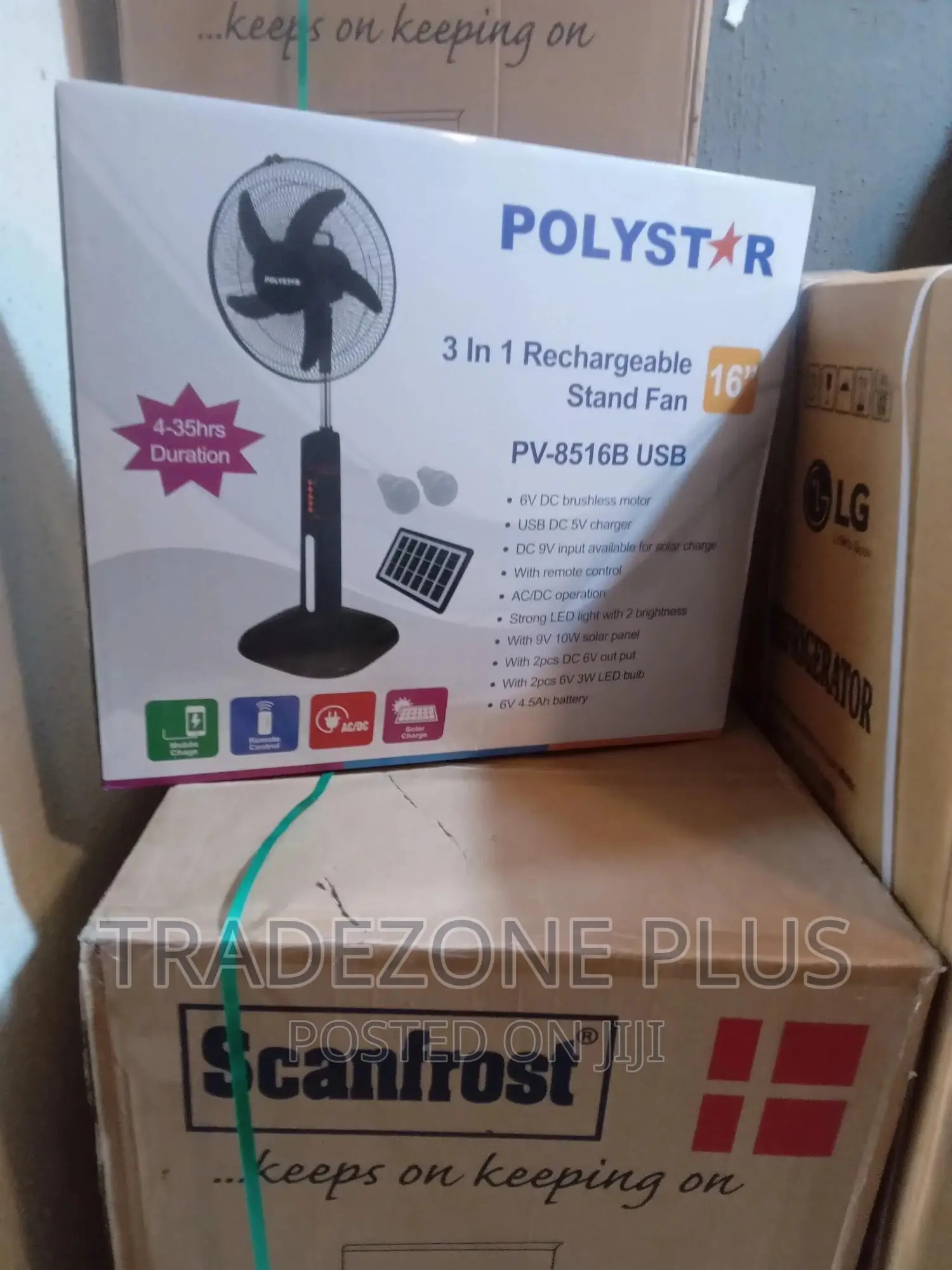 Affordable Standing Fan Polystar Rechargeable Pv8516b -16''