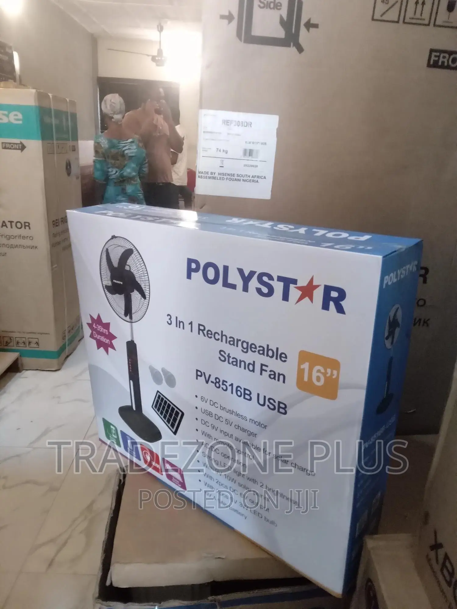 New in USB Polystar Rechargeable 16'' Standing Fan-P