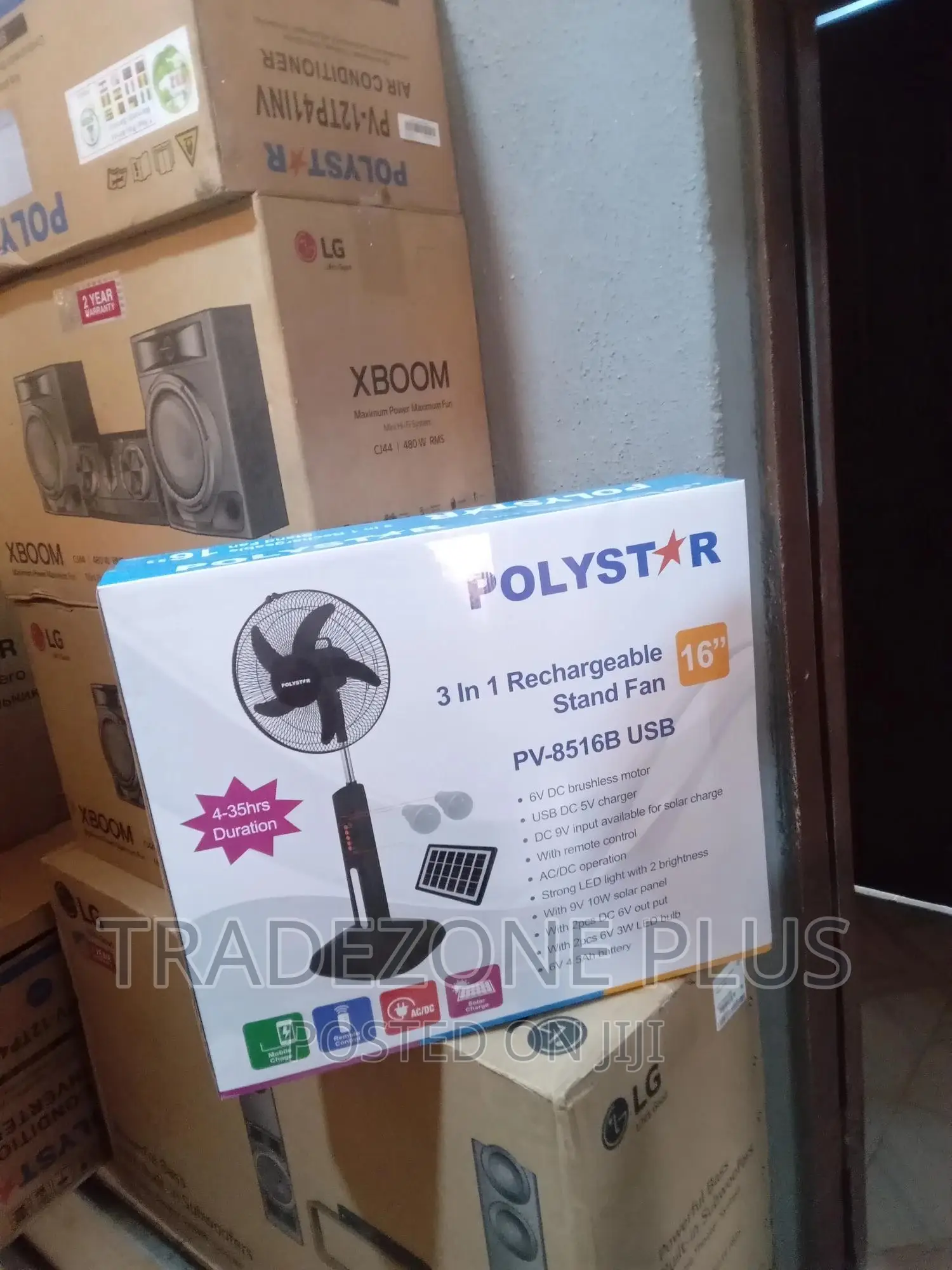 Affordable Polystar Rechargeable 16'' Standing Fan-Pv8516b
