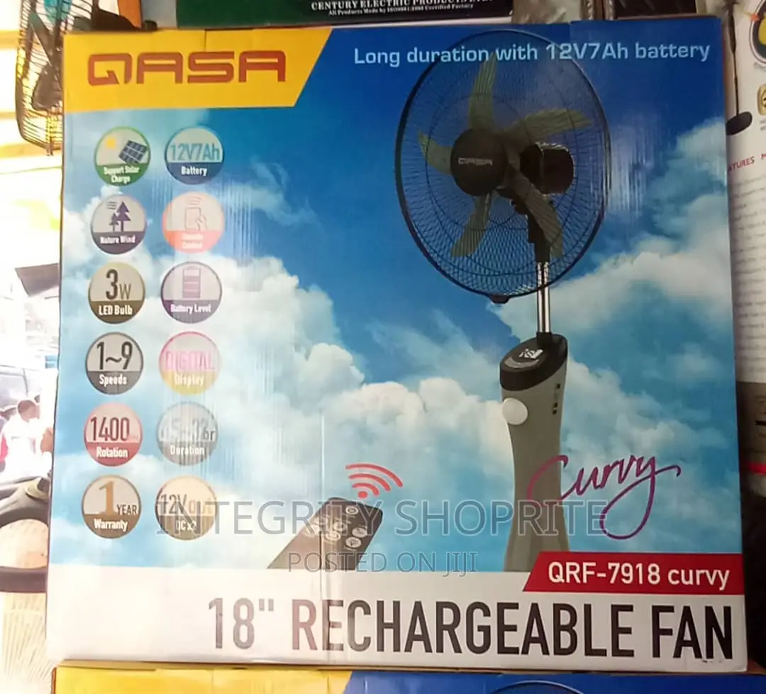 Qasa 18 Inches Rechargeable Fan
