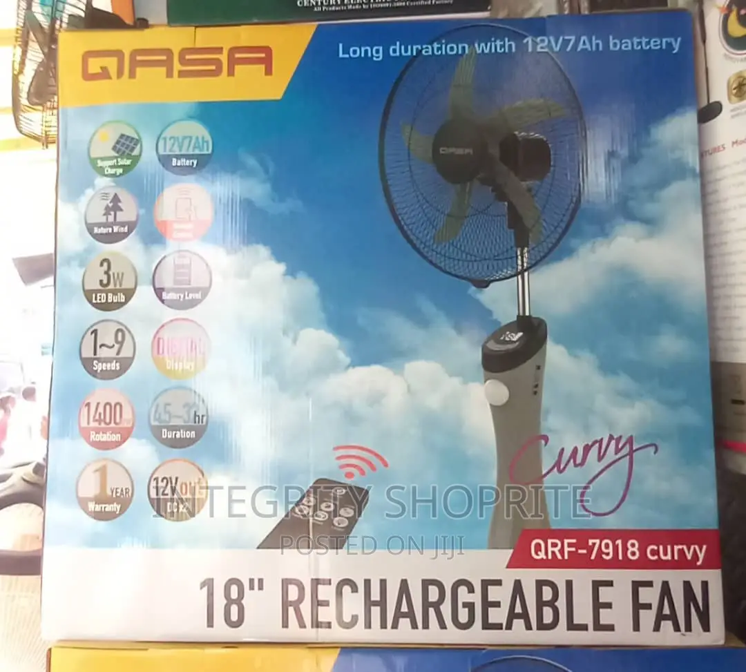 Qasa 18 Inches Rechargeable Fan