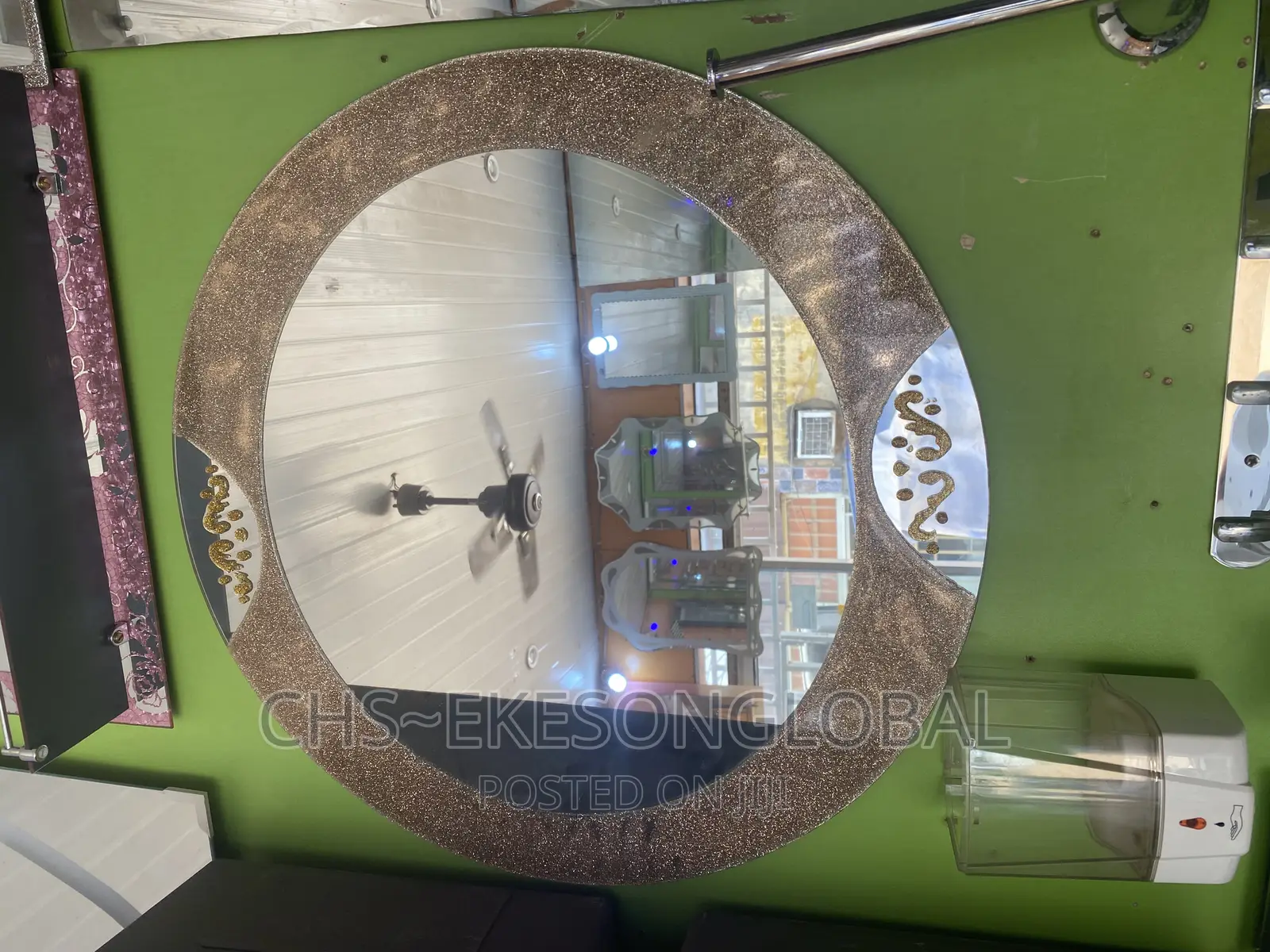 Sparkling Gold Design Round Mirror 60x60