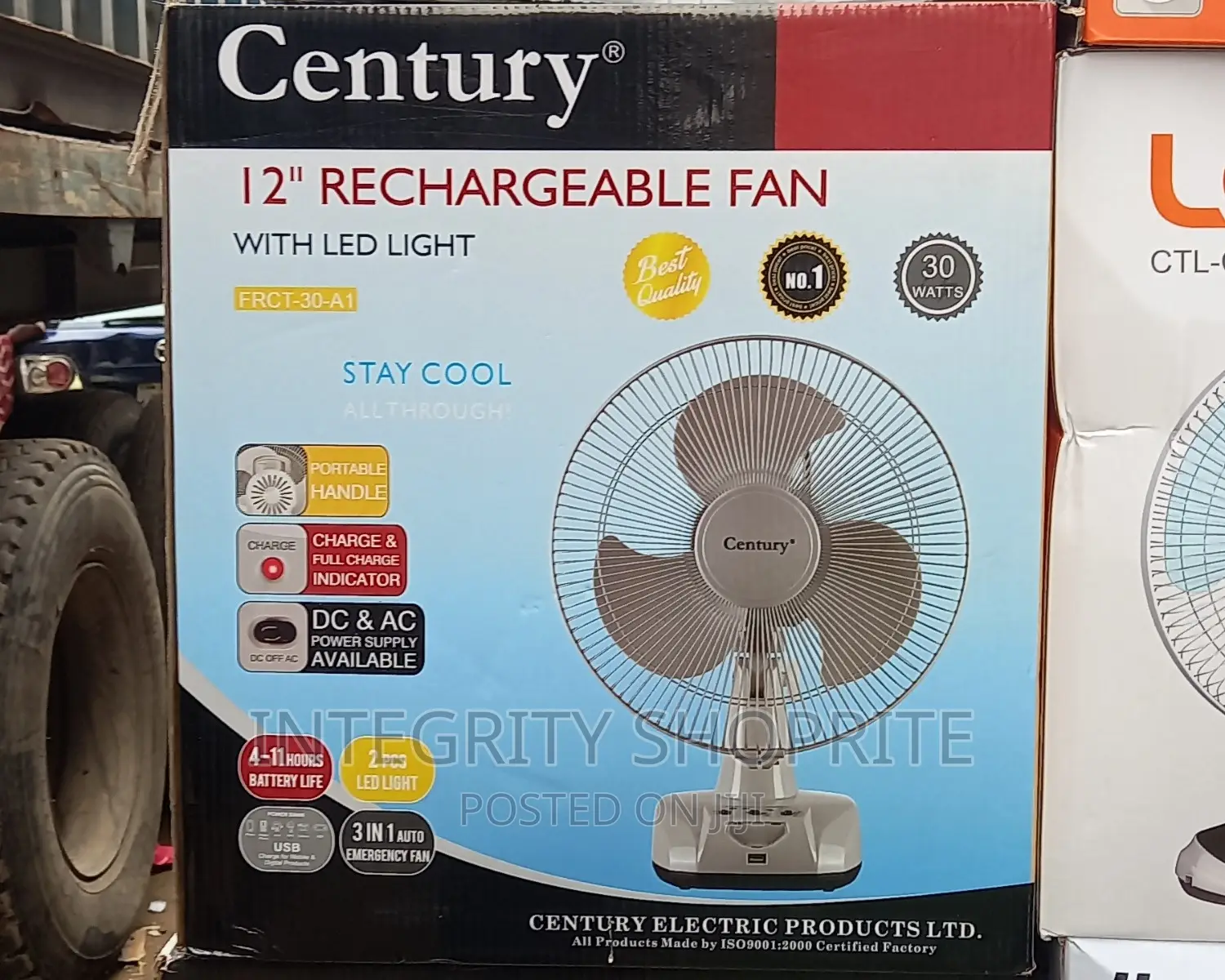 Century 12'' Rechargeable Table Fan FRCT-30-A