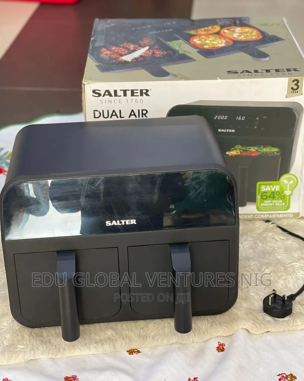 Salter Dual Air Pure Black Double Door Airfryer Oven.