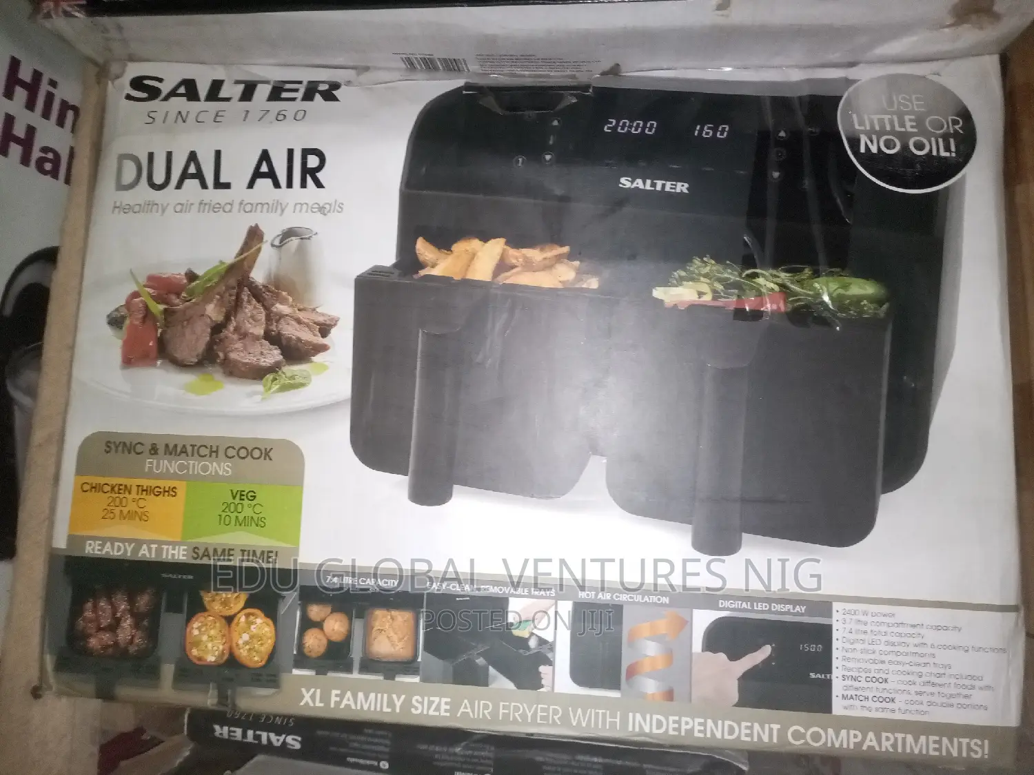 Salter Dual Air Pure Black Double Door Airfryer Oven.