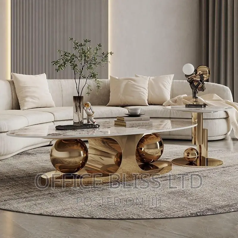 Luxury Italian Marble Center Table (Gold)Base