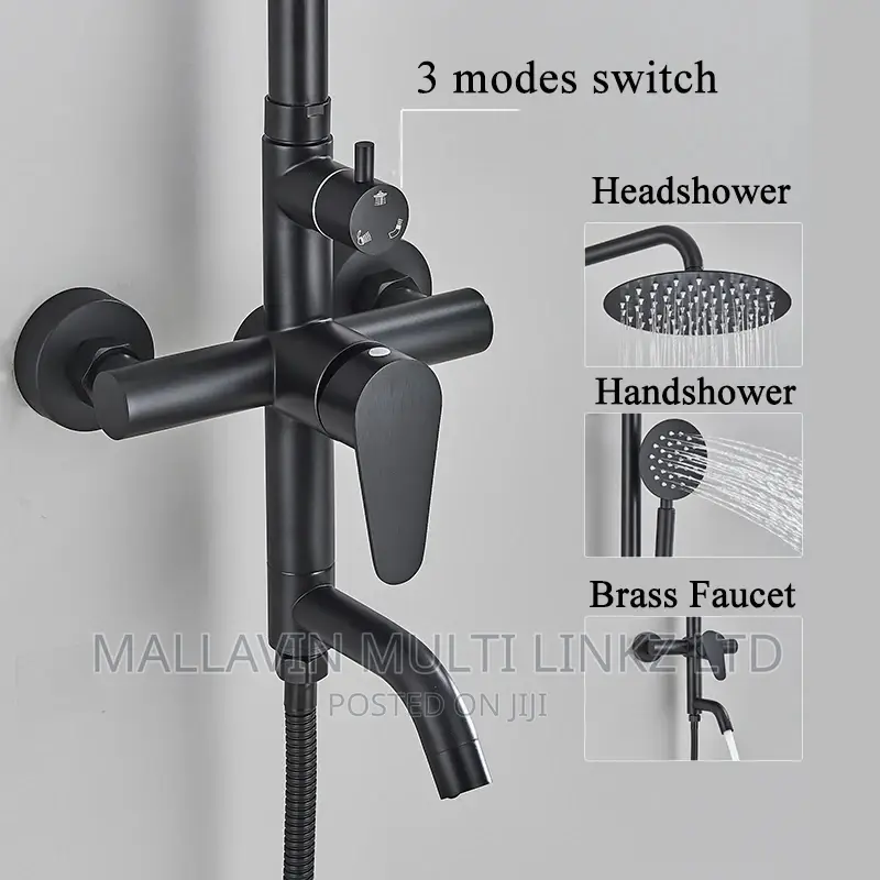 Matte Black Round Bathroom Shower Faucets