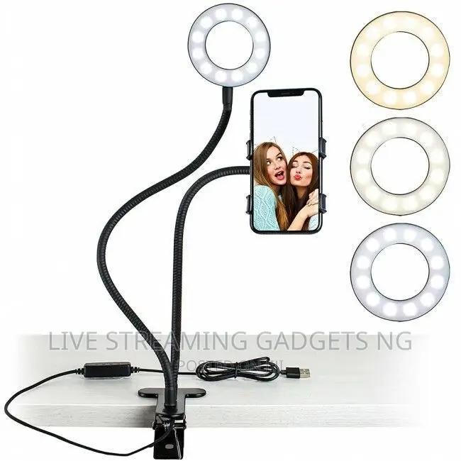 Desk Clamp Ringlight With Phone Holder