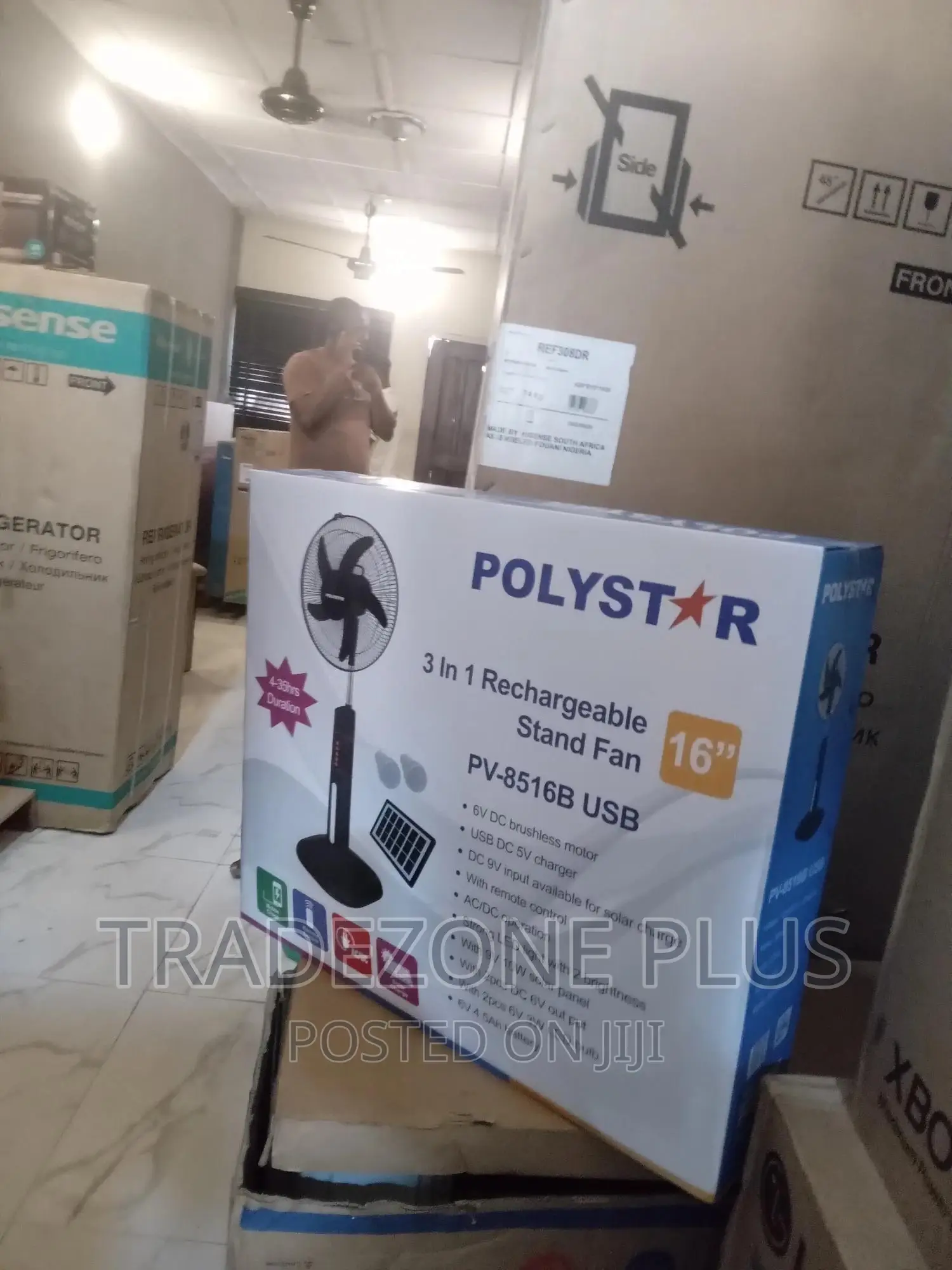 New 3in1 Rechargeable 16'' Standing Fan-Polystar-Pv8516b