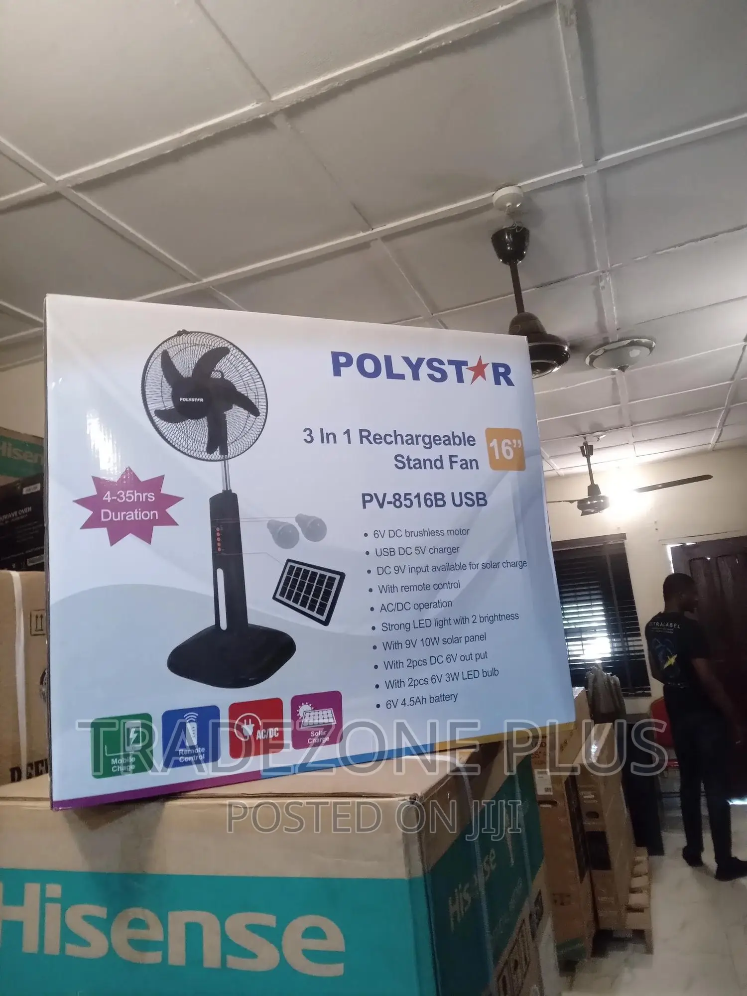 Brand New 16''rechargeable Standing Fan Pv8516b-Polystar