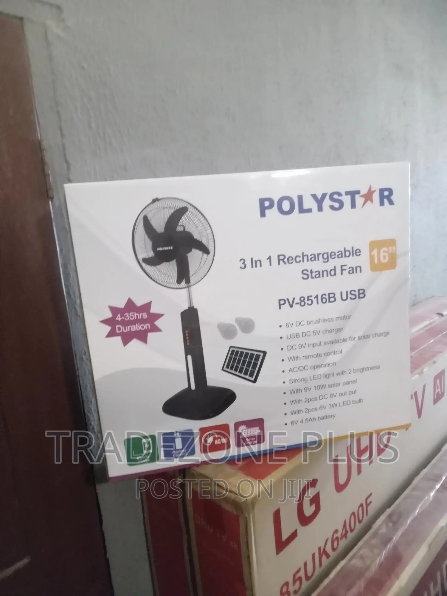Polystar Rechargeable16'' Standing Fan[Pv8516b