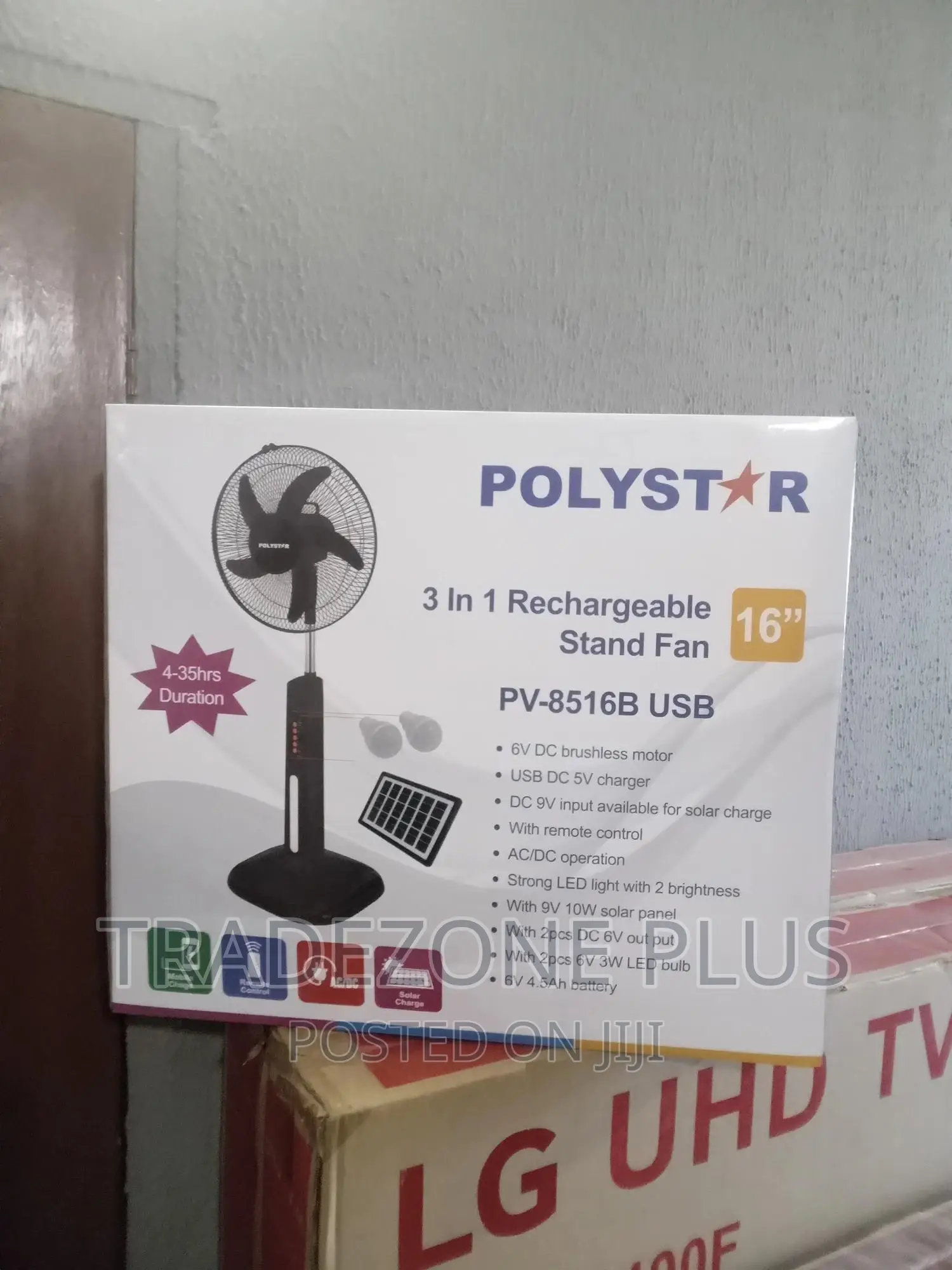 Polystar Rechargeable16'' Standing Fan[Pv8516b