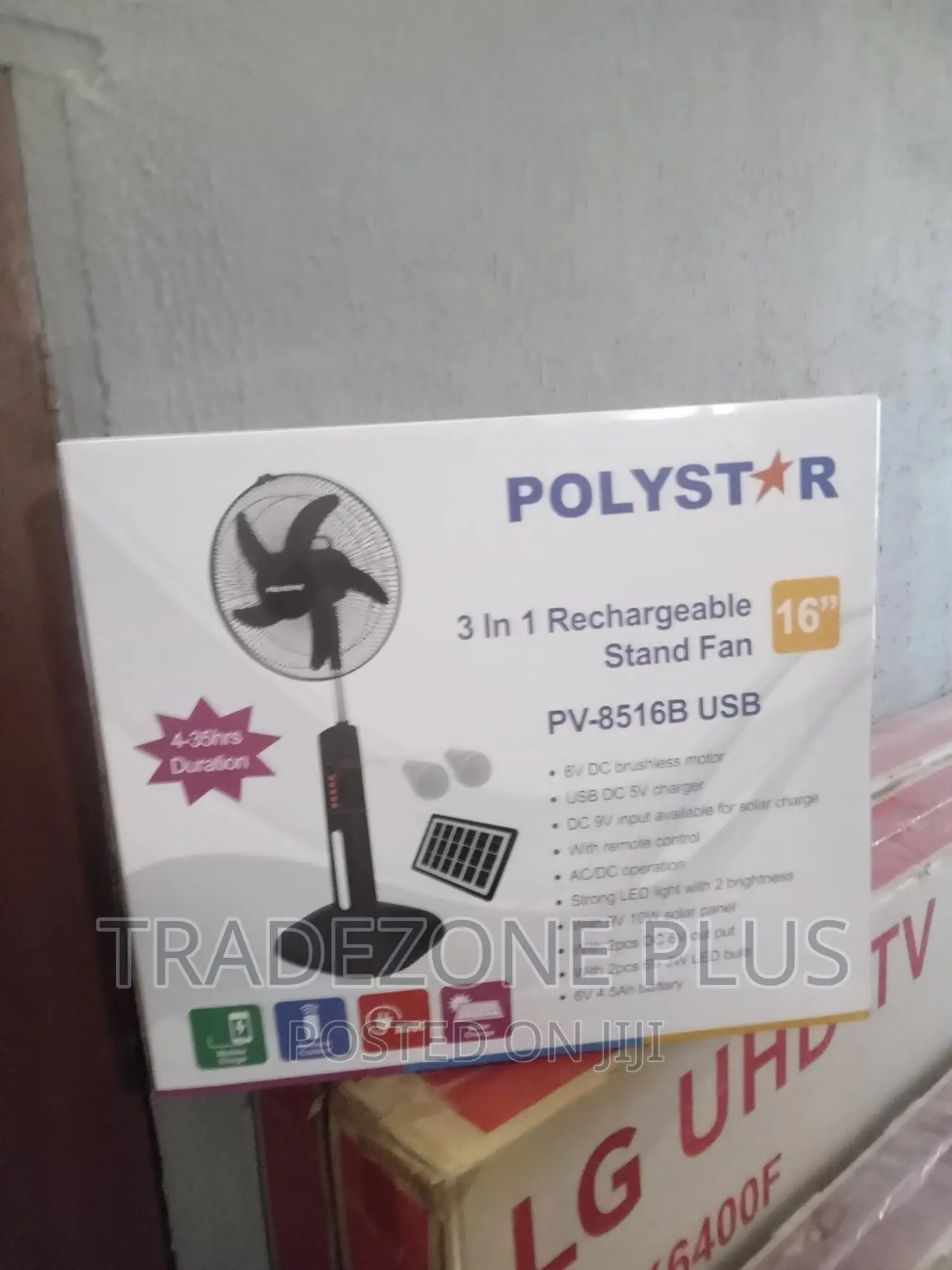 Polystar Pv8516b Rechargeable Standing Fan .16inch