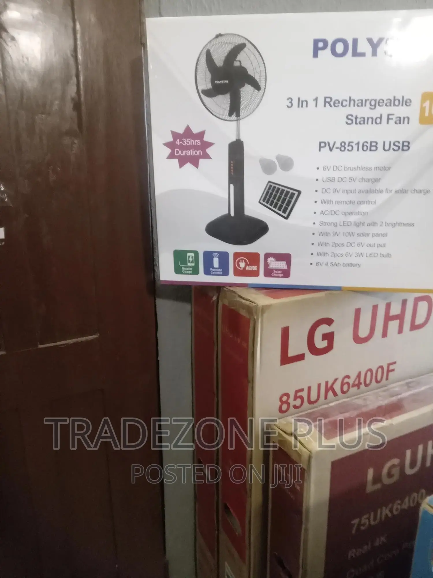 Polystar Pv8516b 16'' Rechargeable Standing Fan
