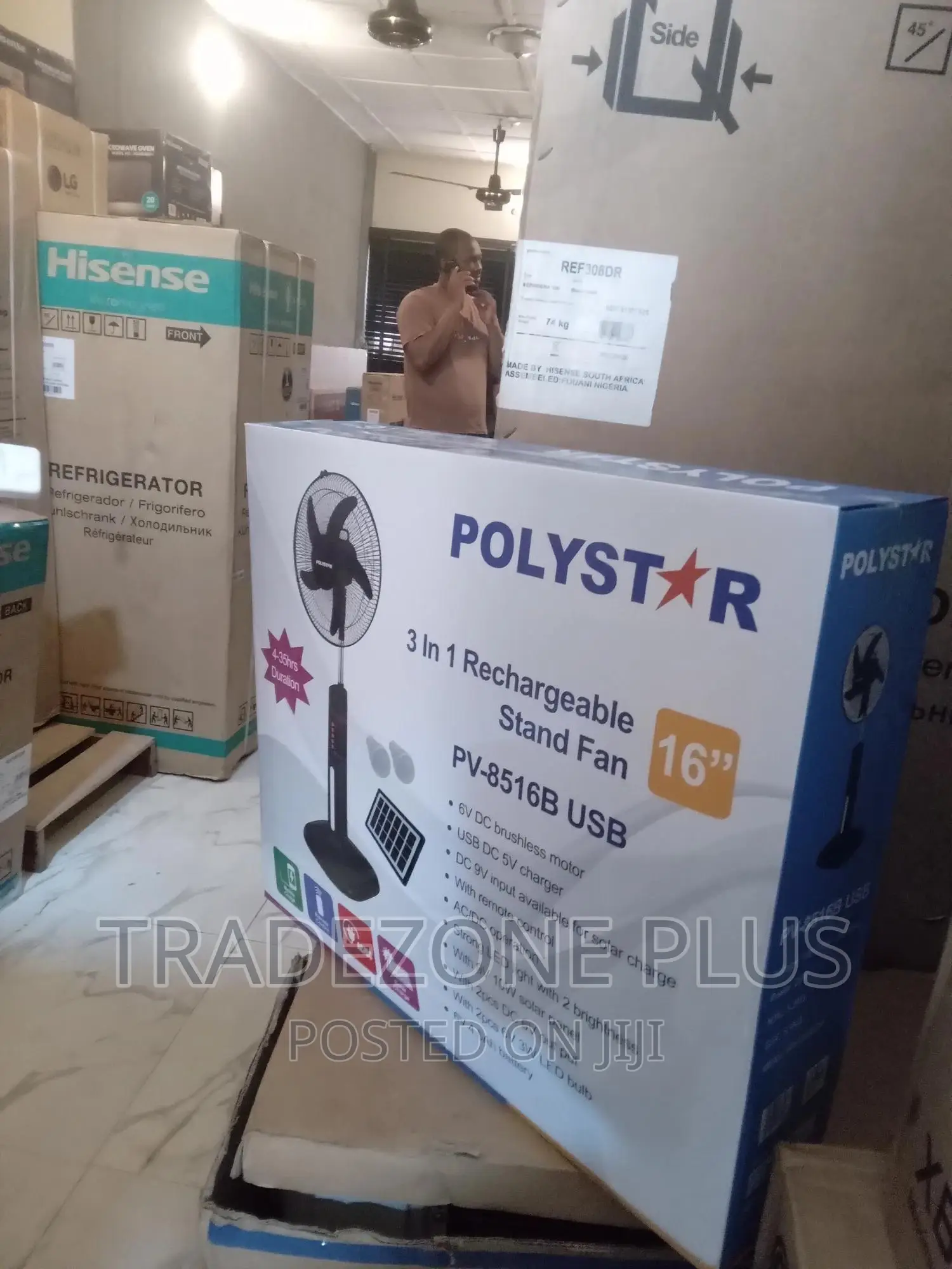 Durable Polystar 16 Inch Rechargeable Standing Fan-Pv8516b
