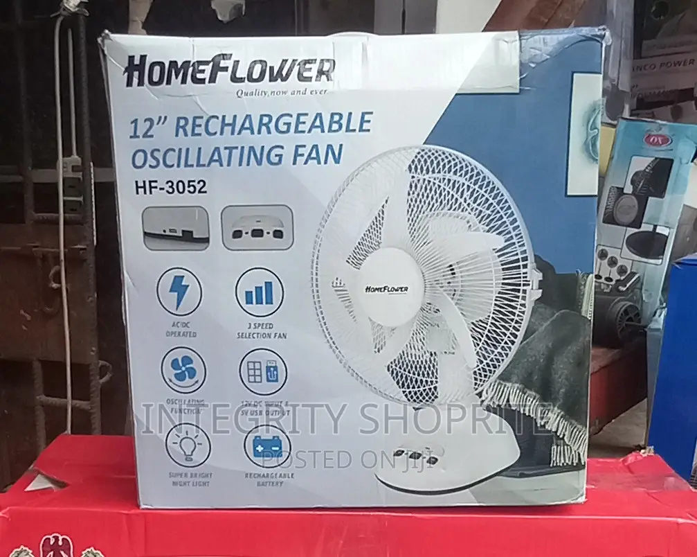 Home Flower ,12 Rechargeable Standing Fan