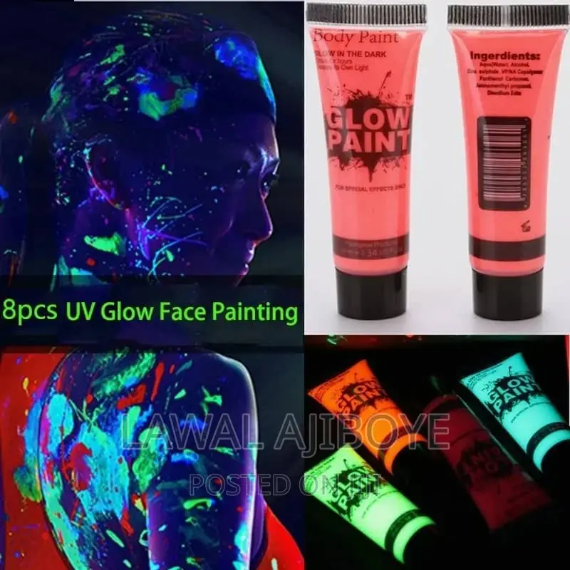 25ml/Tube, 24 Tubes/Box Luminiscent Face Body Art Paint UV G