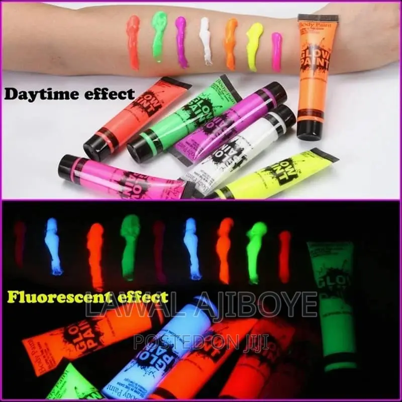 25ml/Tube, 24 Tubes/Box Luminiscent Face Body Art Paint UV G