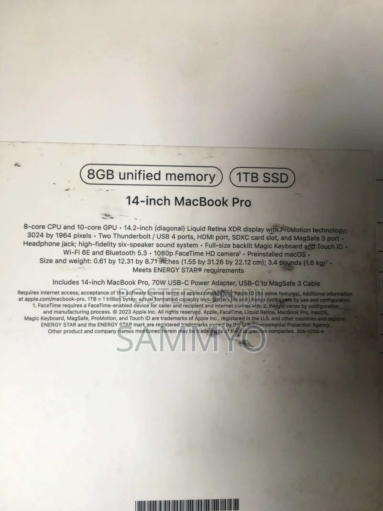 New Laptop Apple MacBook Pro 8GB Apple M3 SSD 1T