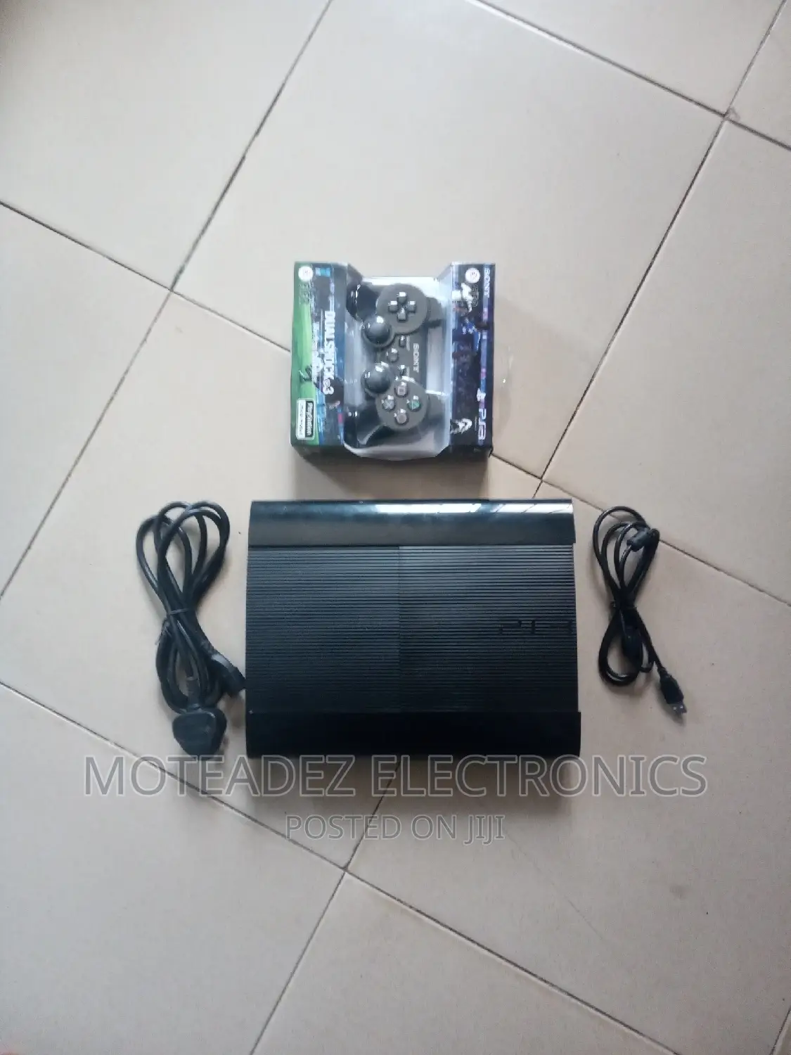 Uk Used Super Slim Sony Ps3 W/Games Installed, Pad Cables