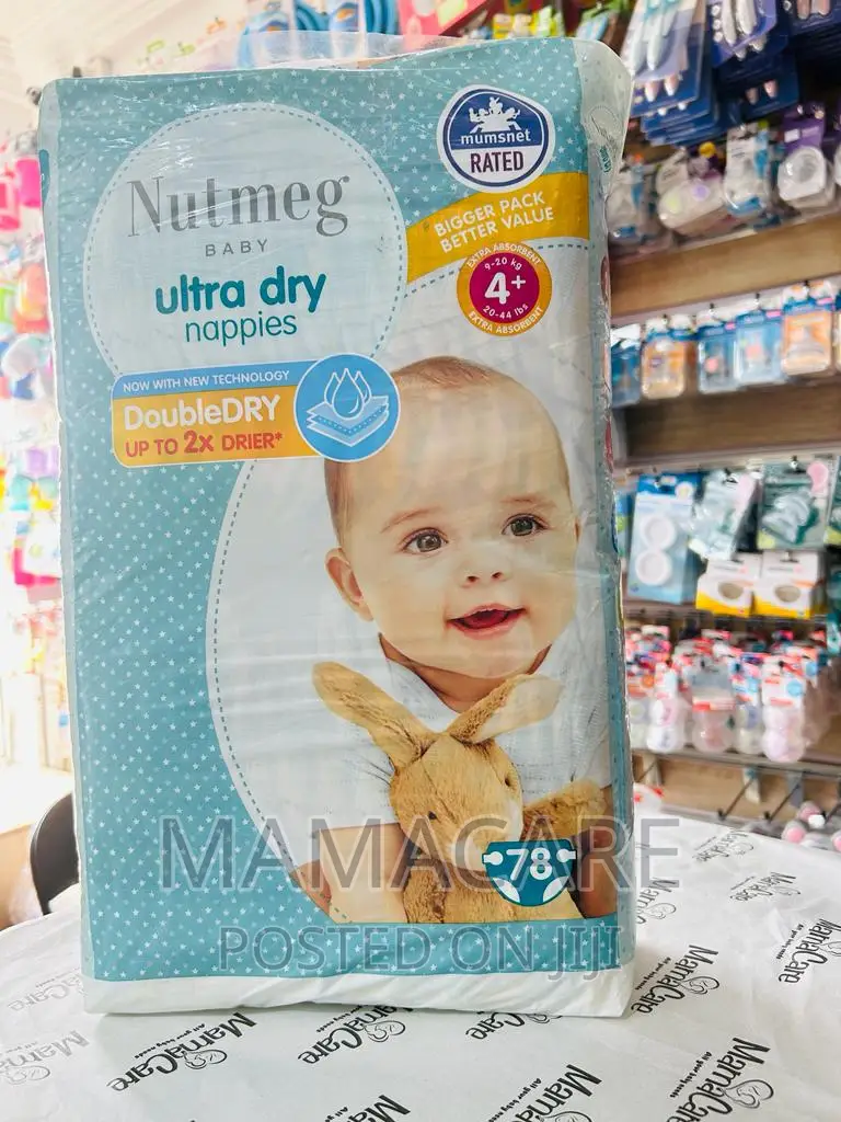 Nutmeg Ultra Dry Nappies Size 4+ 78 Nappies