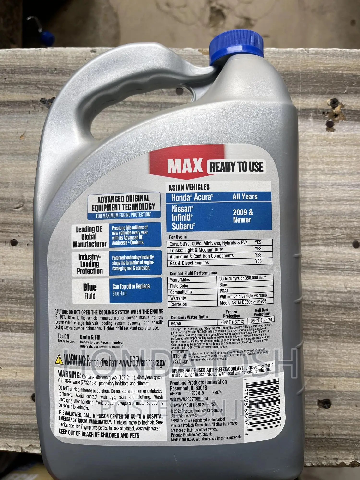 Prestone Max Antifreeze/Coolant(Blue) Honda/Acura Vehicles