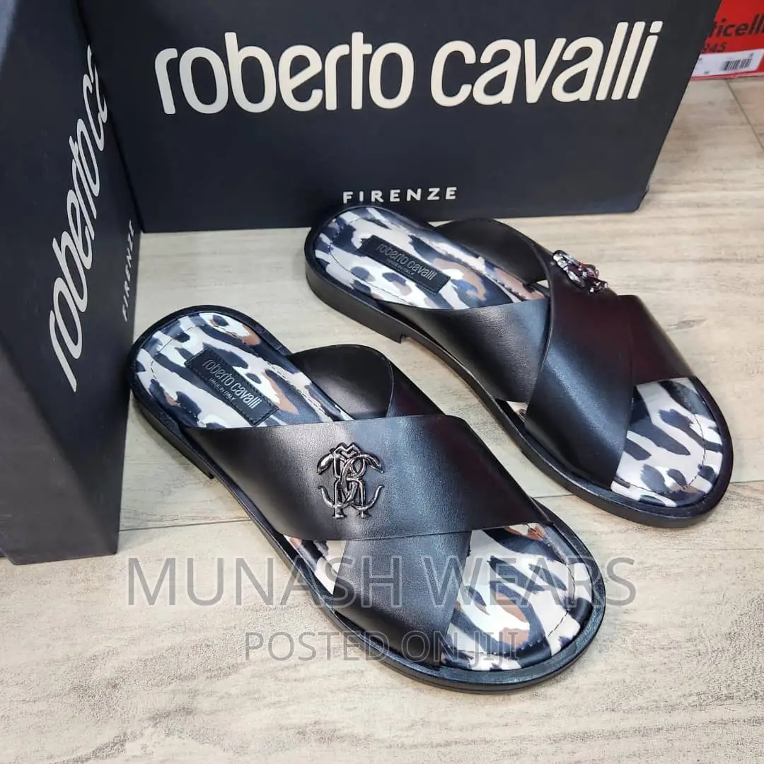 Original Italian Roberto CAVALLI Leather Slipers