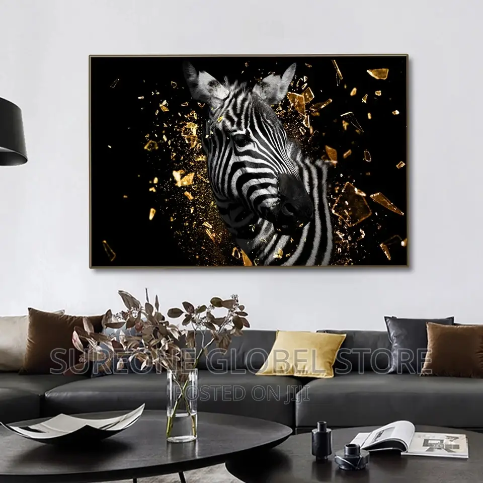 Black Gold Lion Eelphant Canvas