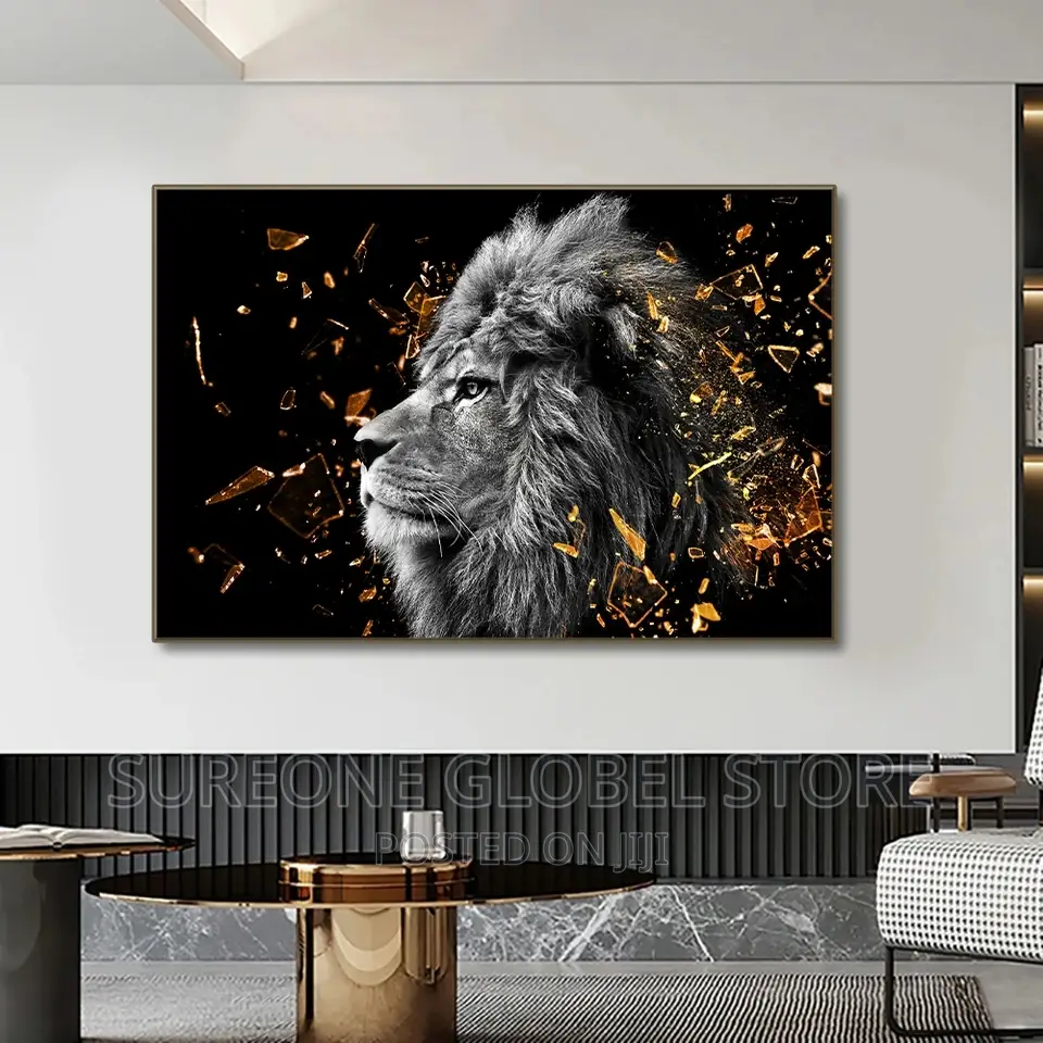 Black Gold Lion Eelphant Canvas
