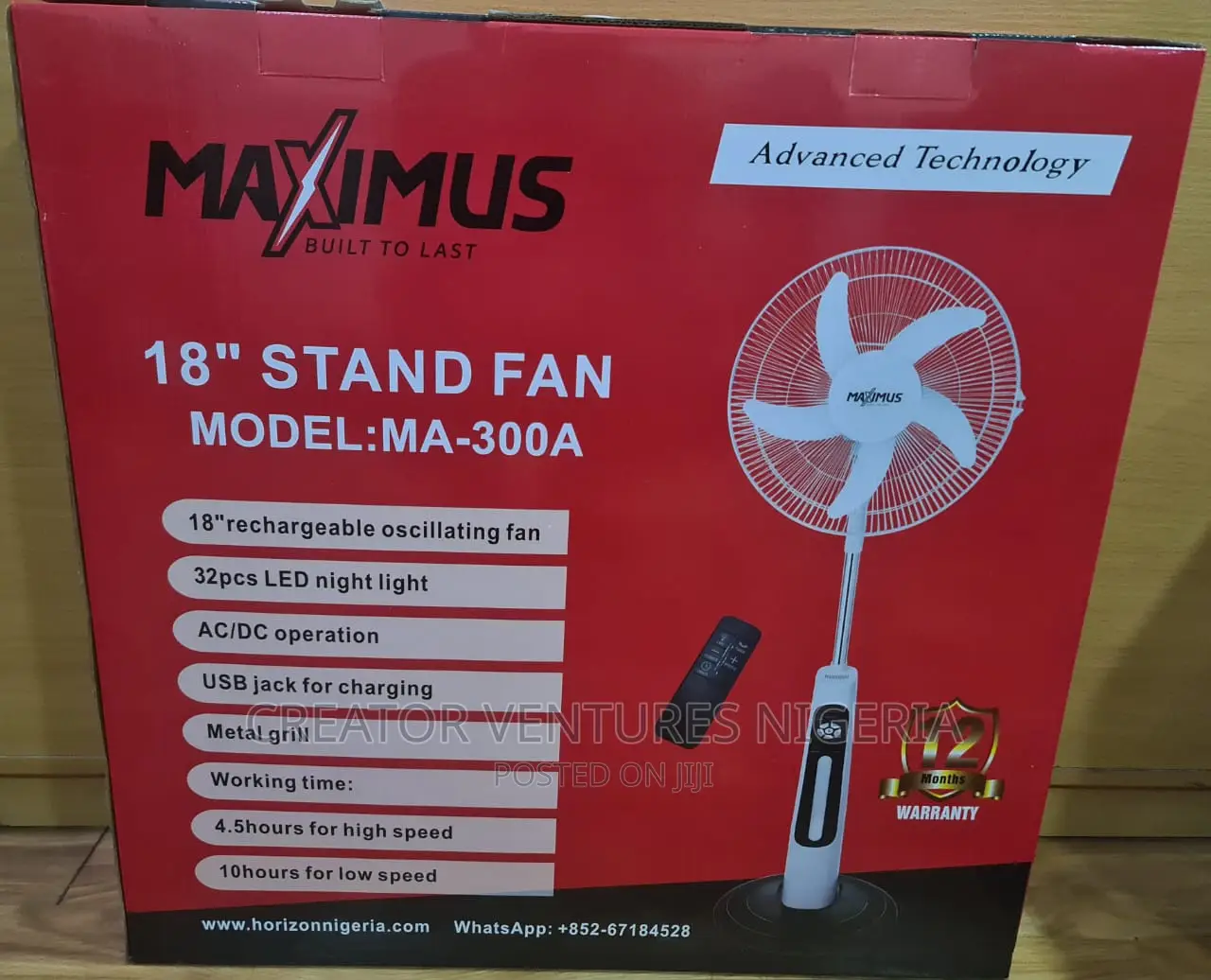 Maximums Solar Rechargeable Fan 18,Fully Copper,Very Durable