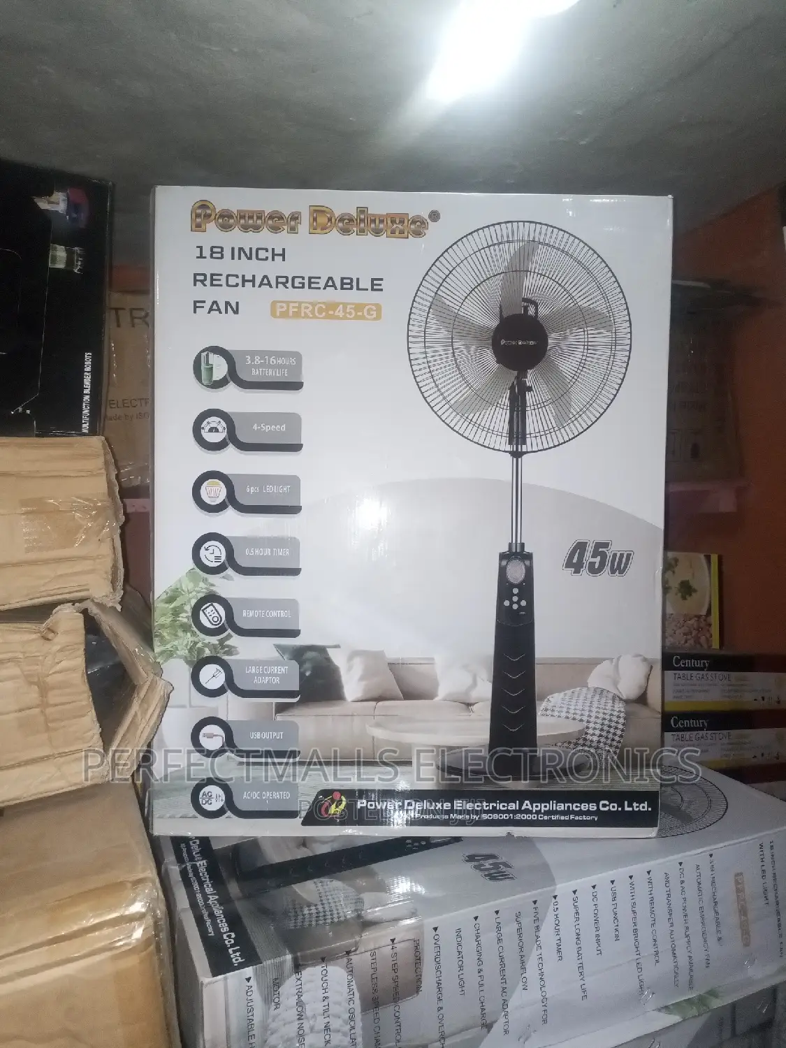 Power Deluxe 18-Inch Rechargeable Standing Fan