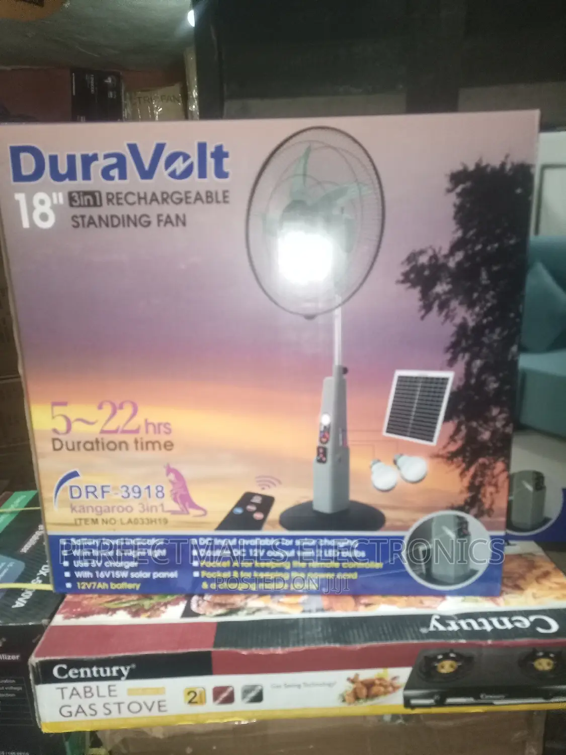3 in 1 18" Rechargeable Fan With Panel and Bulb DRF-3918