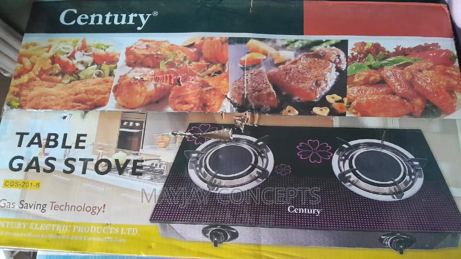 Century Infrared 2-Burner Glass Top Gas Stove CGS 201-B