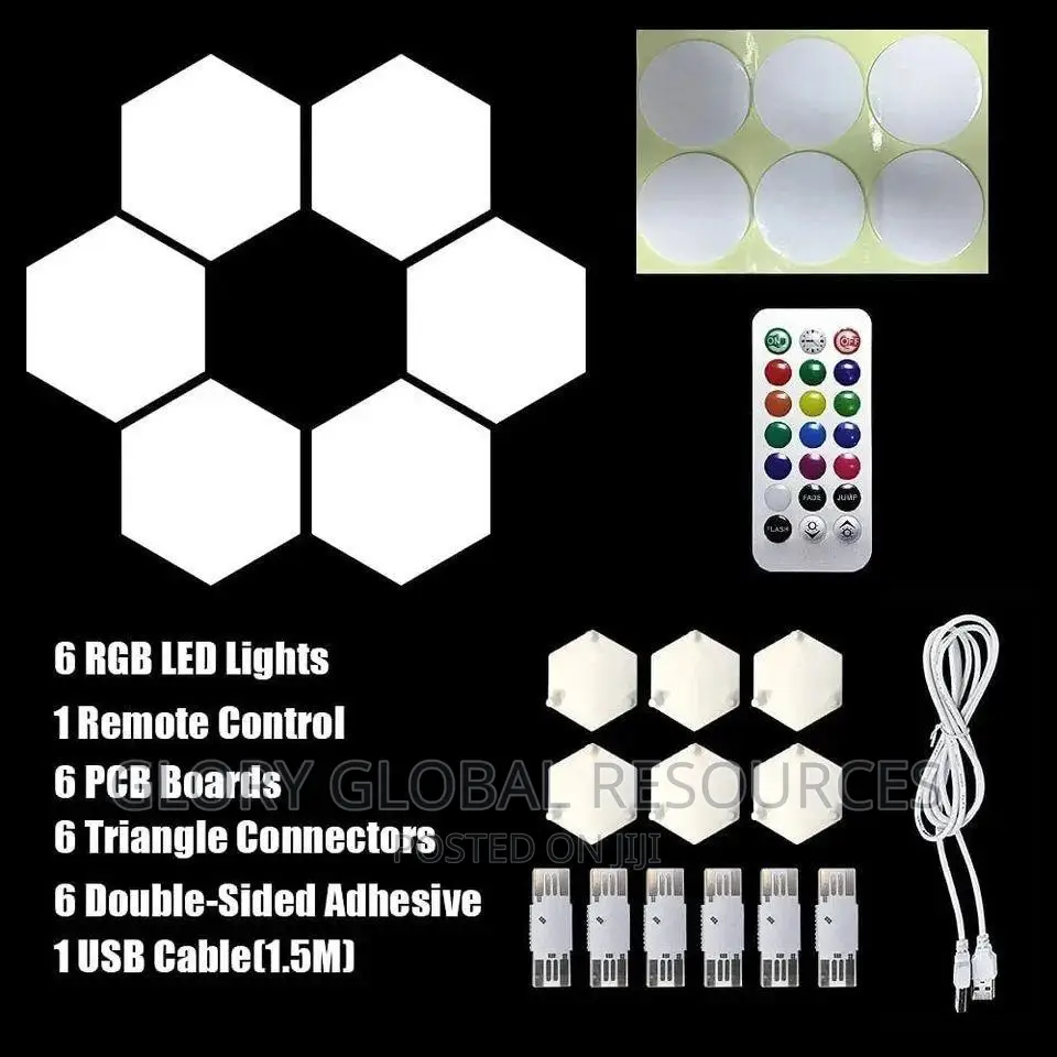 6pcs Hexagon Electric Operated RGB LED Light