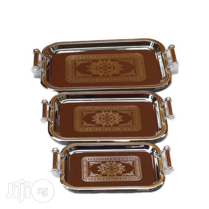 Unique Silver And Gold Stainless Still Trays