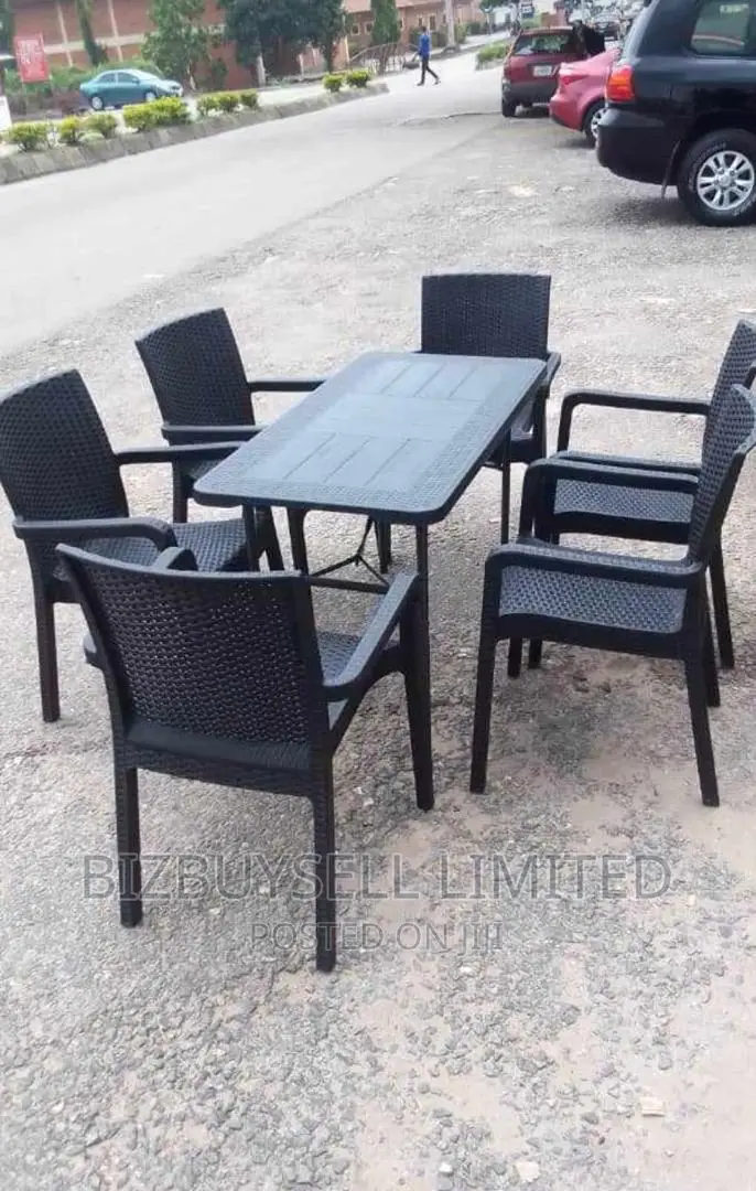 Six Seaters Plastic Outdoor and Indoor Table and Chair.