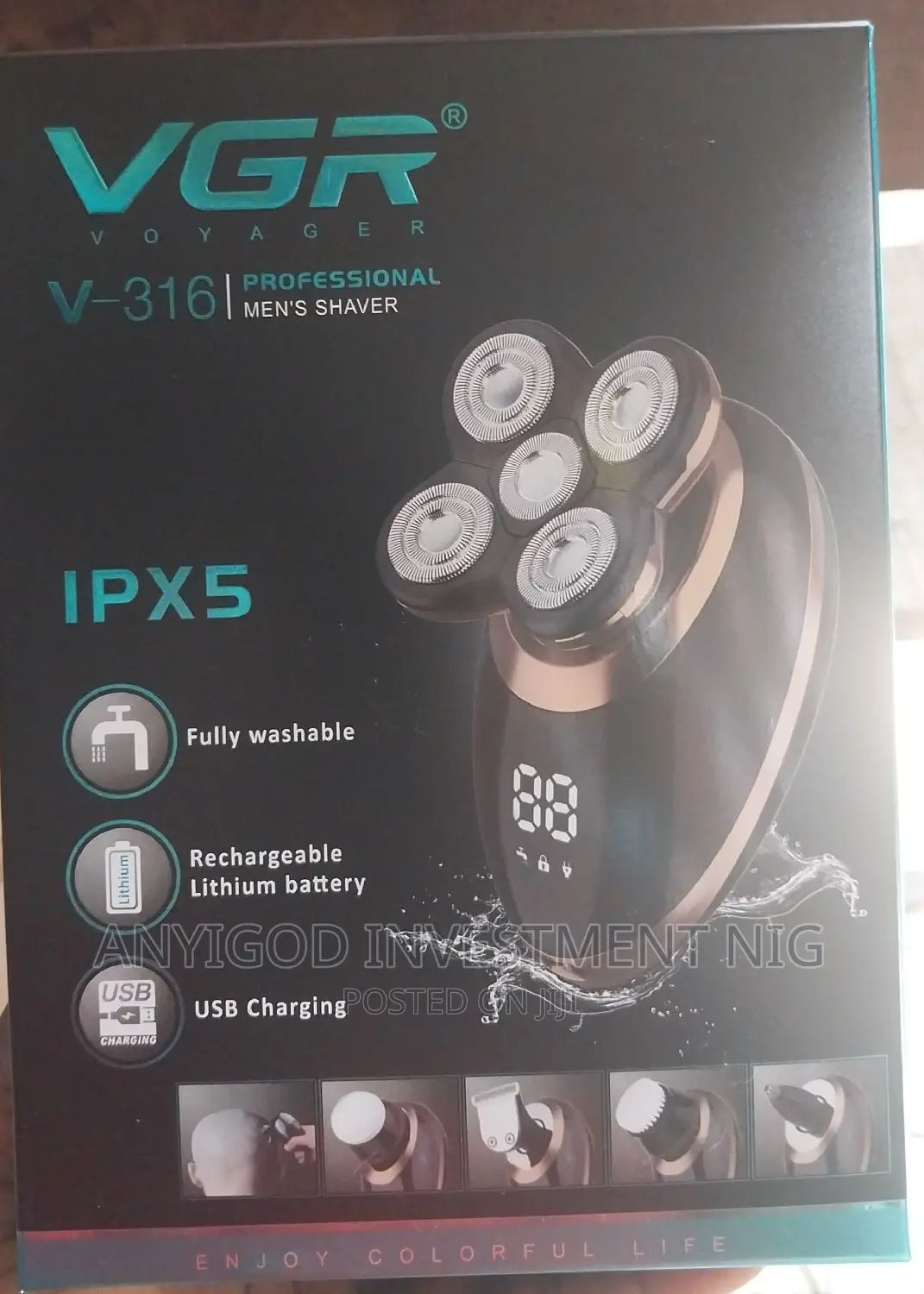 5 in 1 Multifunctional Men's Rechargeable Rotary Shaver