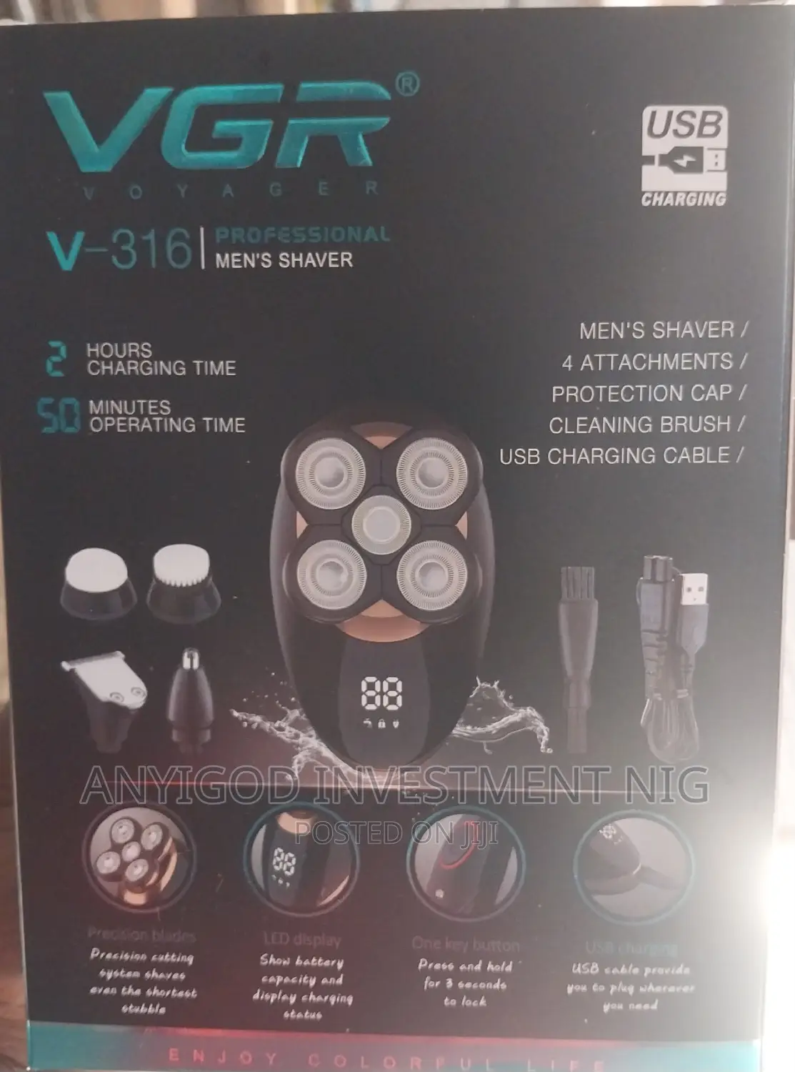 5 in 1 Multifunctional Men's Rechargeable Rotary Shaver