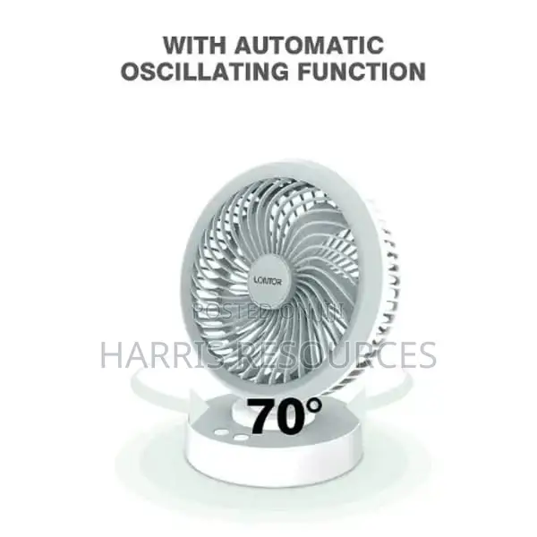 Lontor 6" Rechargeable Mini Smart -Rotating Fan- 2400mah