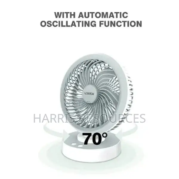 Lontor 6" Rechargeable Mini Smart -Rotating Fan- 2400mah
