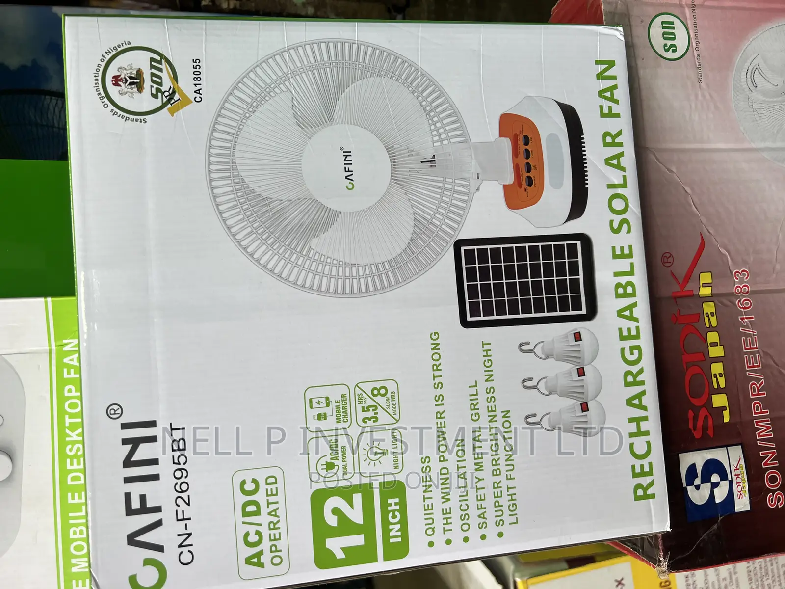 Cafini Solar Rechargeable Table Fan