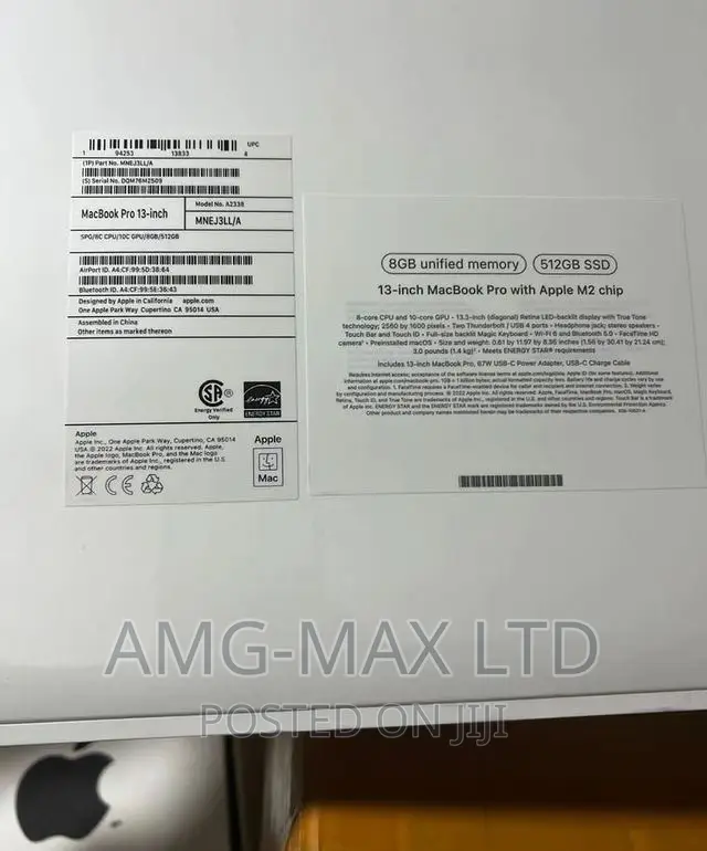New Laptop Apple MacBook Pro 2022 M2 8GB Apple M2 SSD 512GB