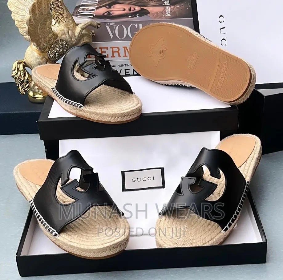 Original Leather Wooden Gucci Slipers