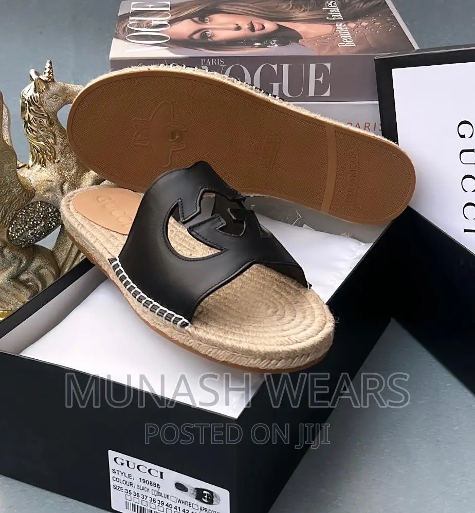 Original Leather Wooden Gucci Slipers