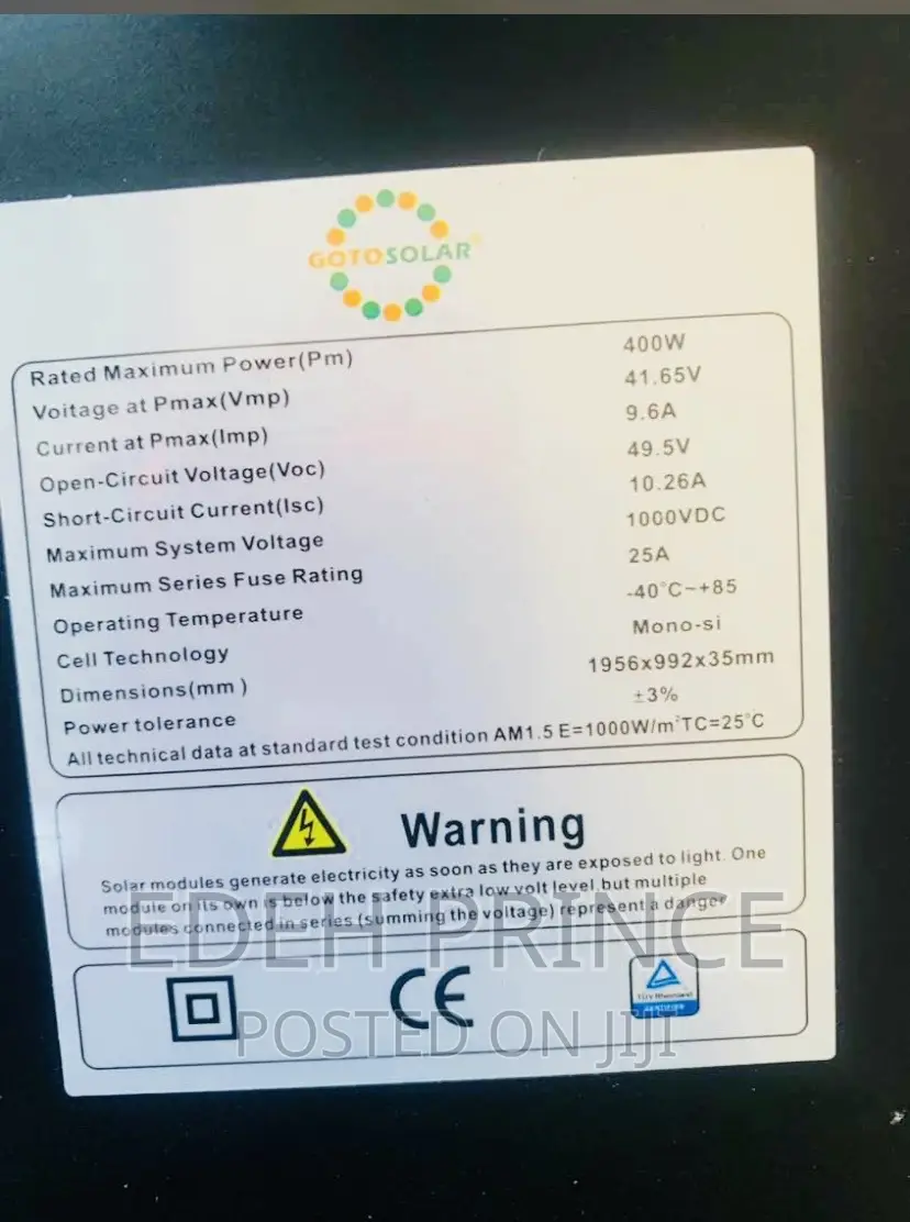 400watts Black Frame Solar Panels