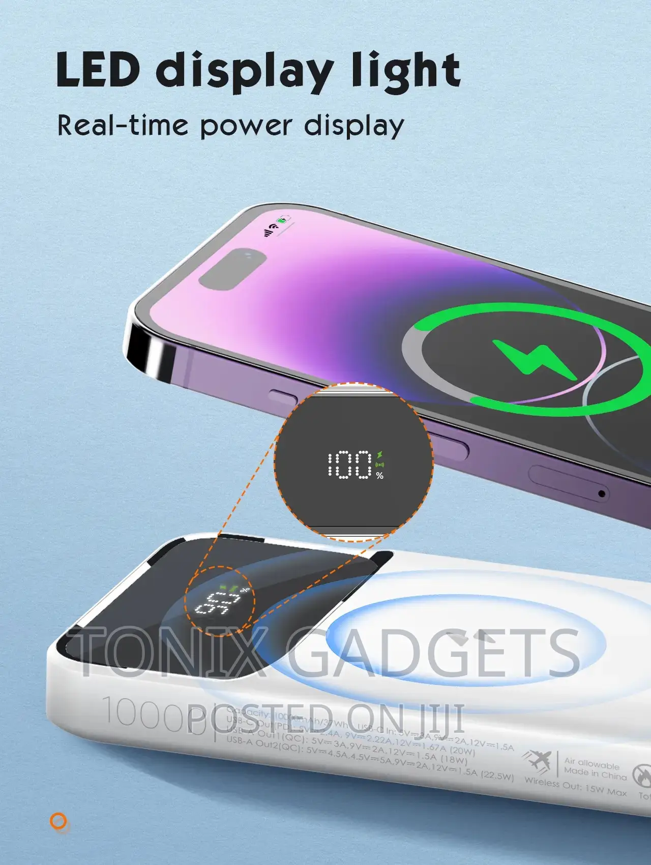 LDNIO 10000mah Magnetic Wireless Powerbank - PQ12