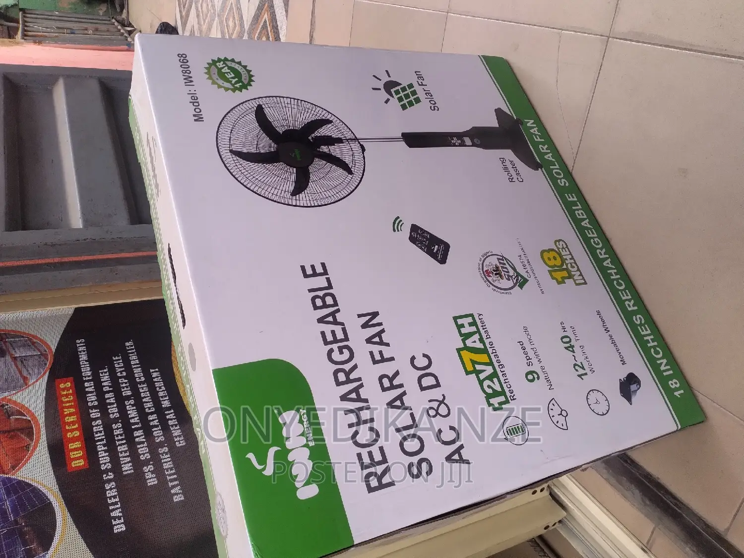 Rechargeable Solar Fan Ac Dc 18 Inches