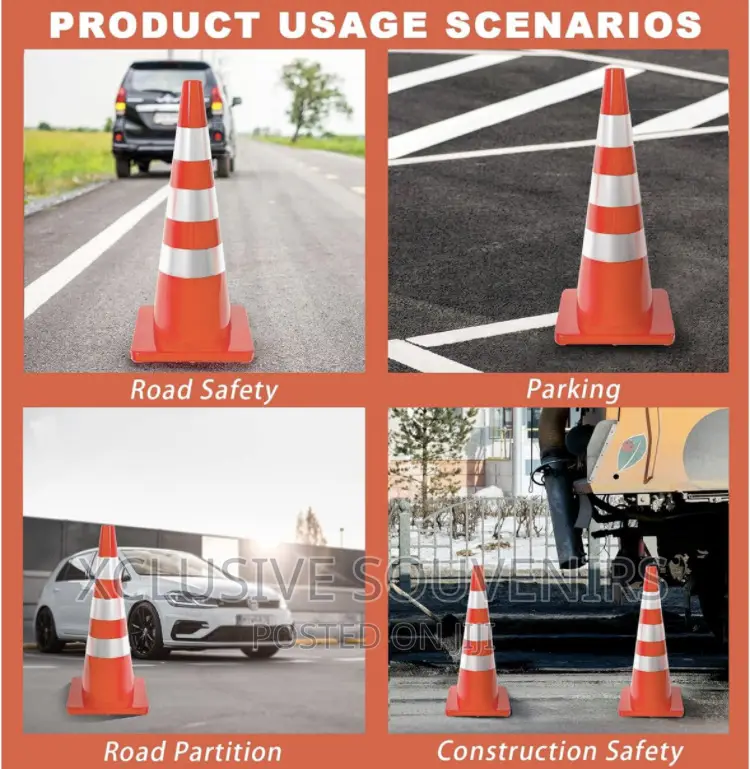 100cm Orange Traffic Cones With Reflective Collars